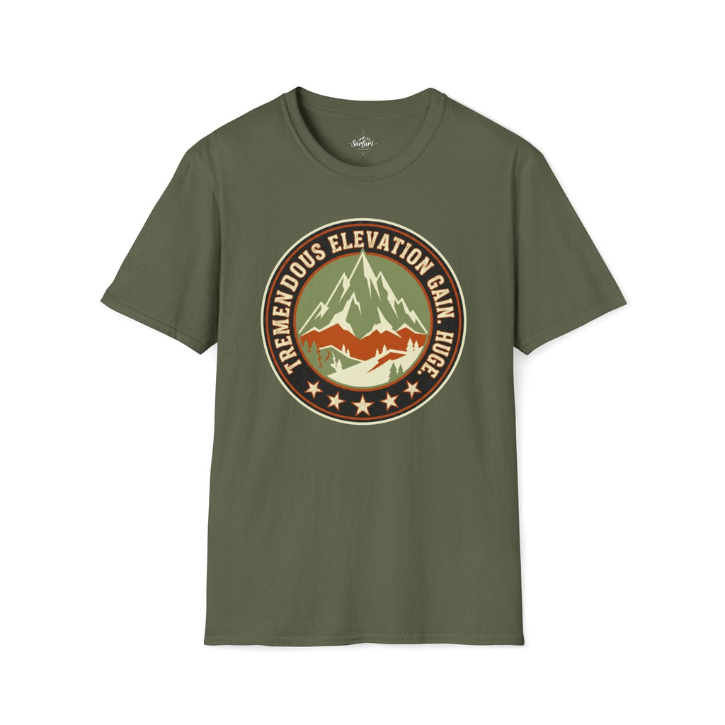 Printify T-Shirt Military Green / S Trump Hikes - Tremendous Elevation Gain - HUGE!