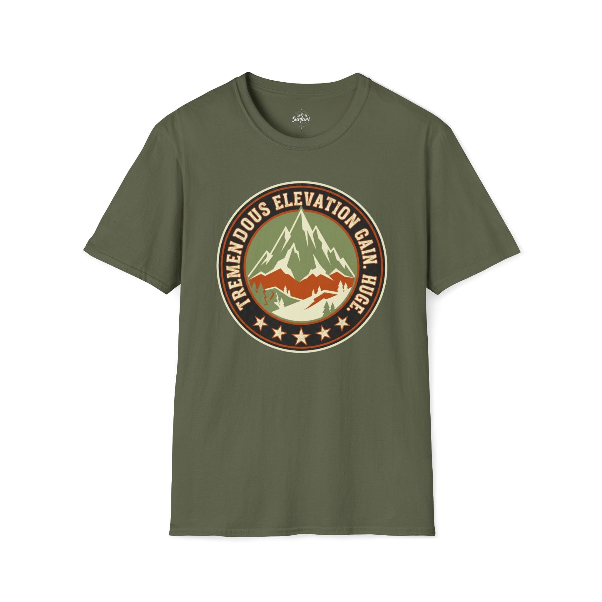 Printify T-Shirt Military Green / S Trump Hikes - Tremendous Elevation Gain - HUGE!