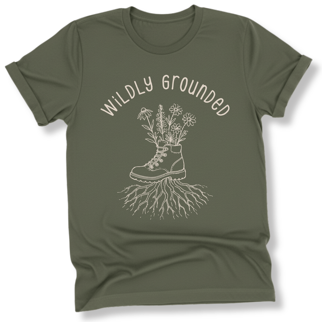 Printify T-Shirt Military Green / S Wildly Grounded