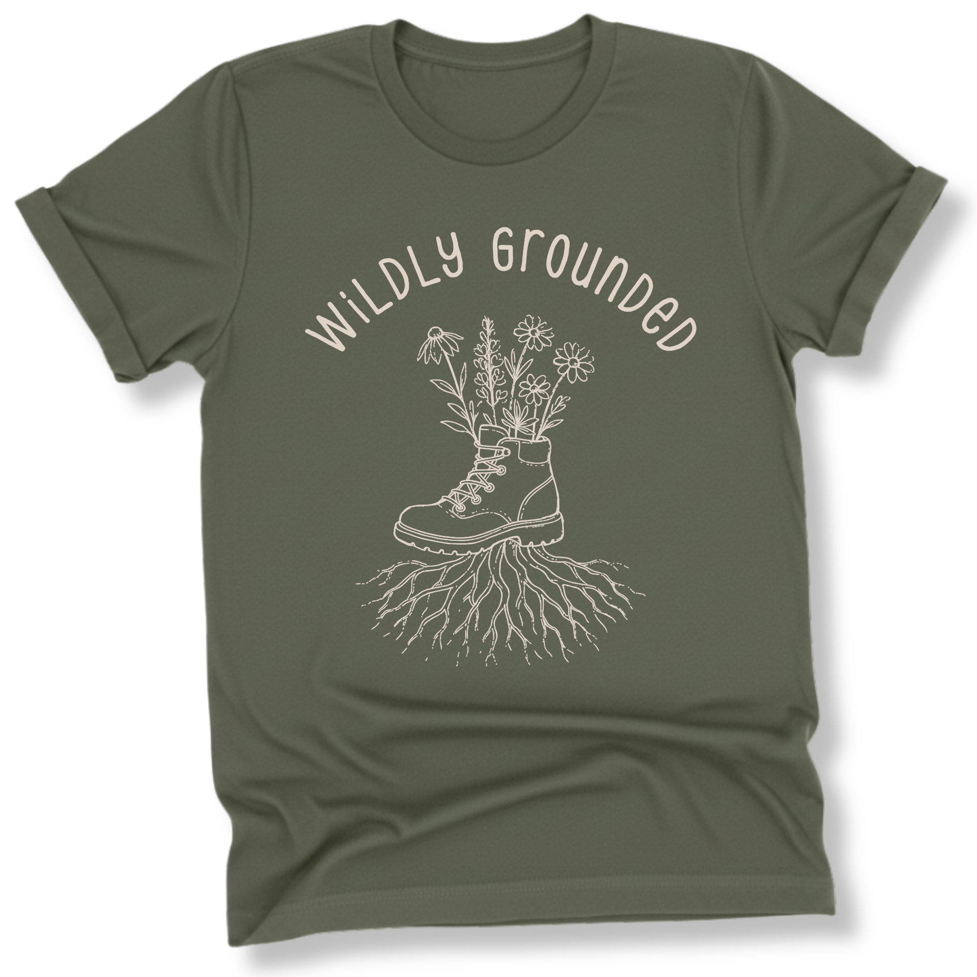 Printify T-Shirt Military Green / S Wildly Grounded