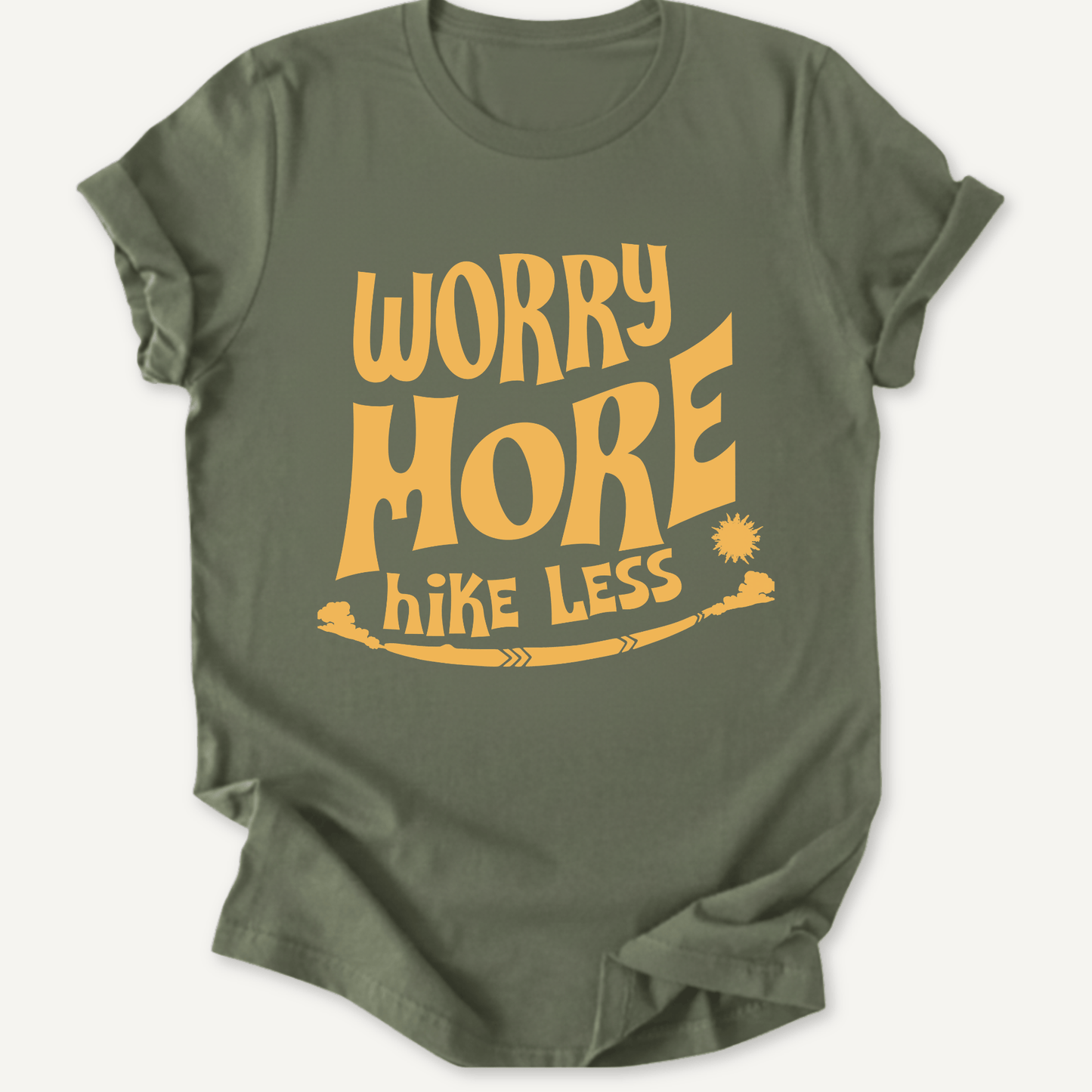 Printify T-Shirt Military Green / S Worry More, Hike Less