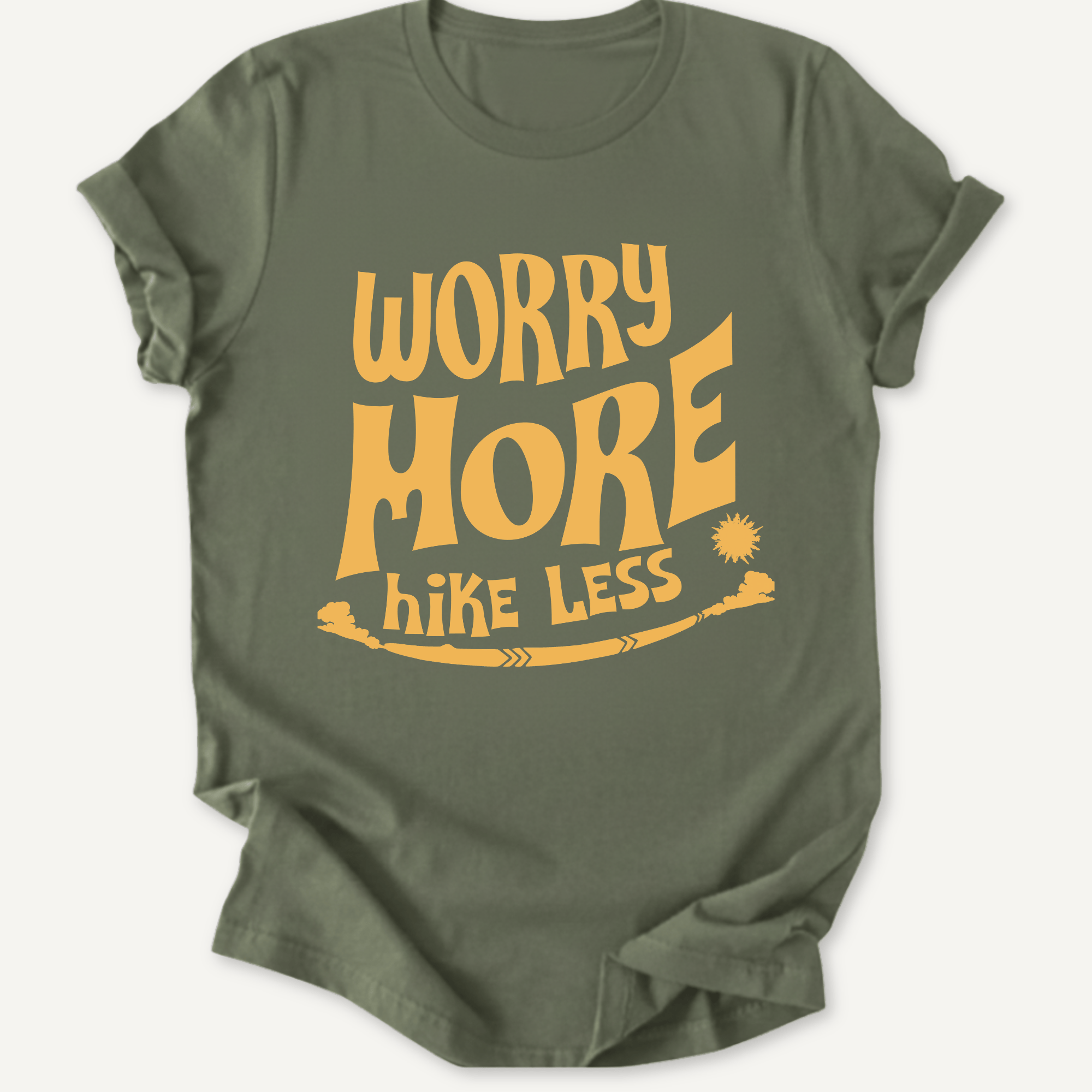 Printify T-Shirt Military Green / S Worry More, Hike Less