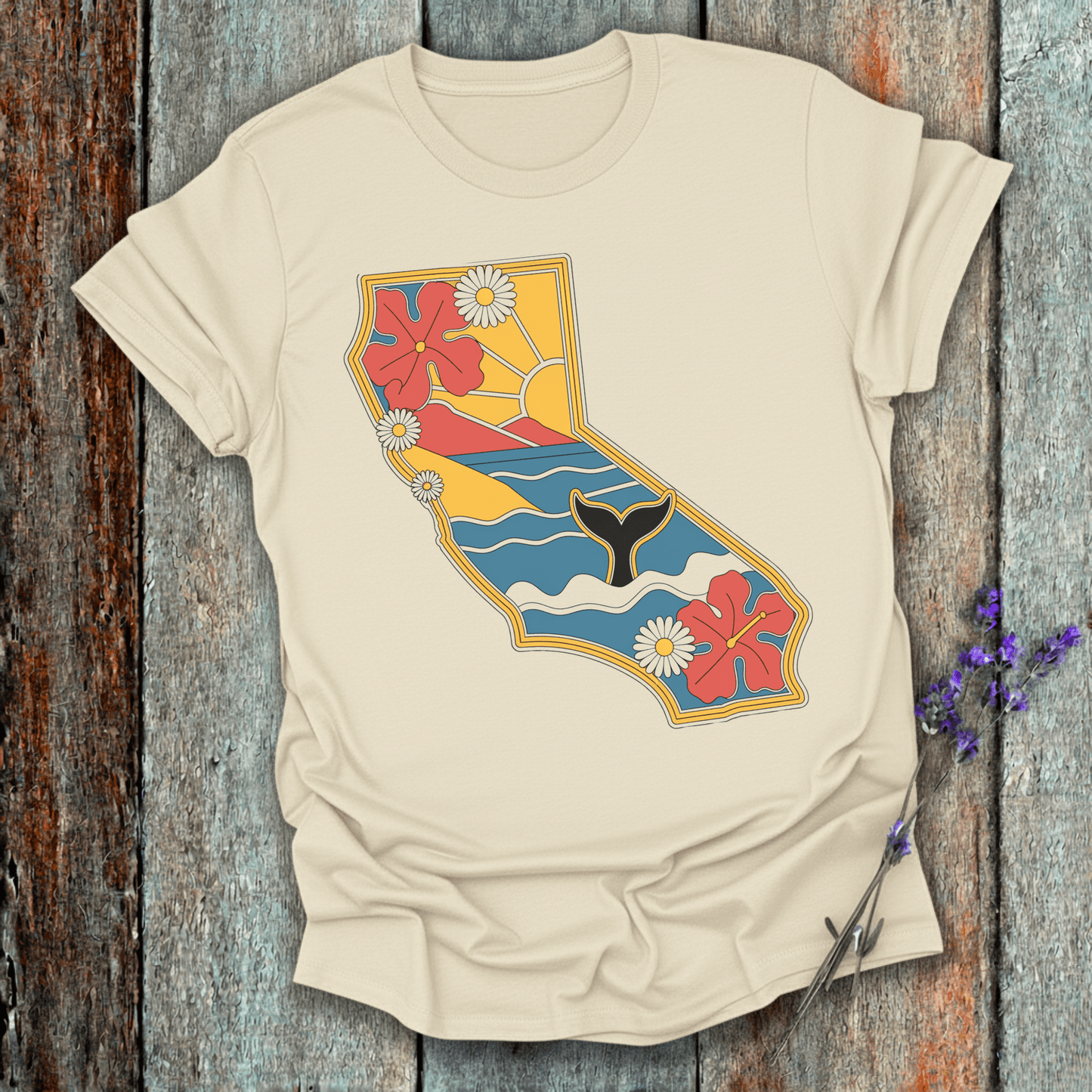 Printify T-Shirt Natural / S California Floral Whales