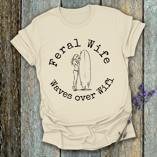 Printify T-Shirt Natural / S Feral Wife, Waves over Wifi Design