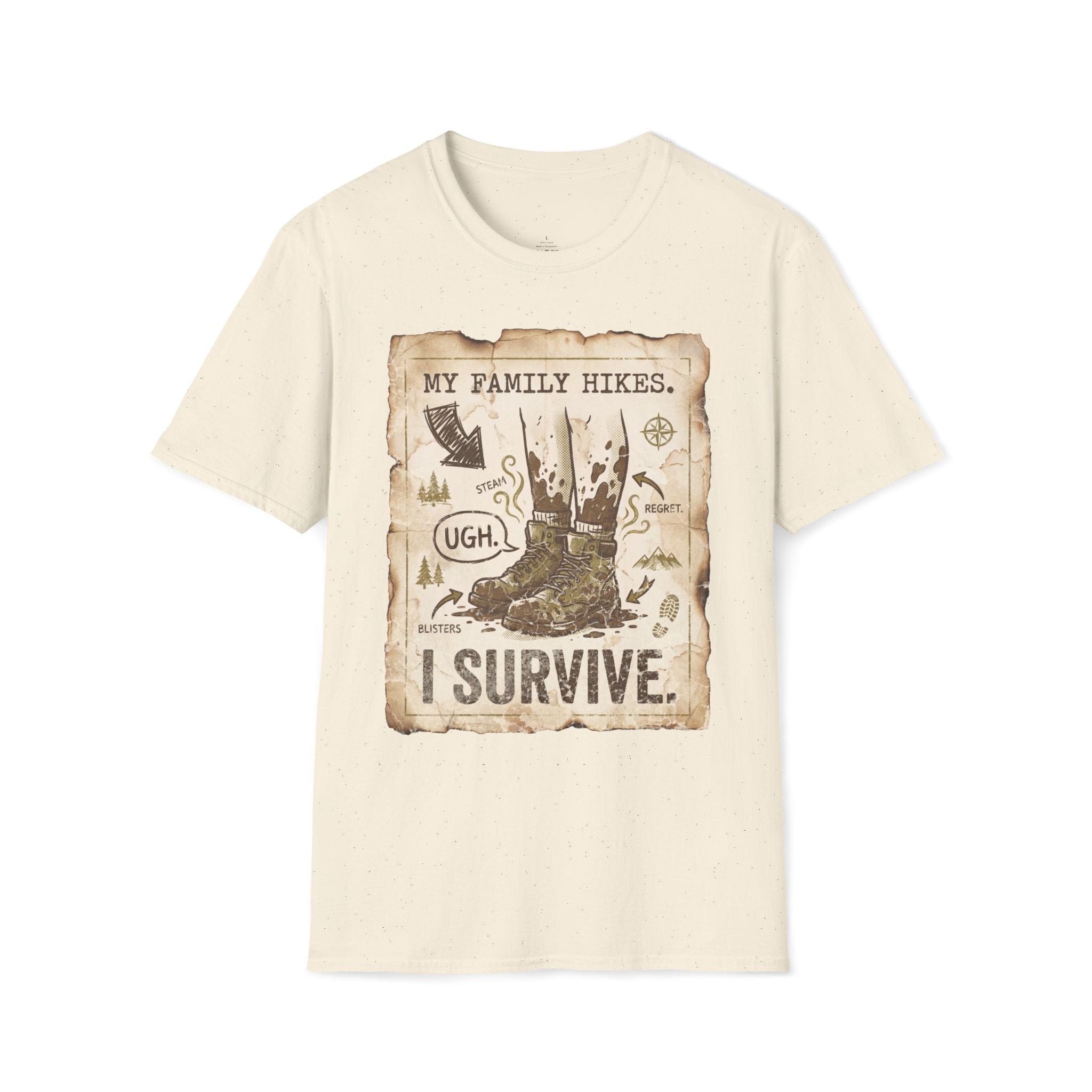 Printify T-Shirt Natural / S Hikes i Survive