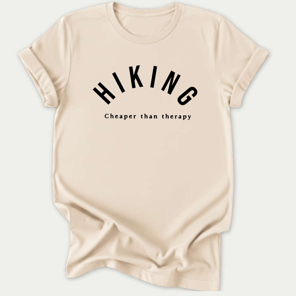 Printify T-Shirt Natural / S Hiking  Cheaper Than Therapy