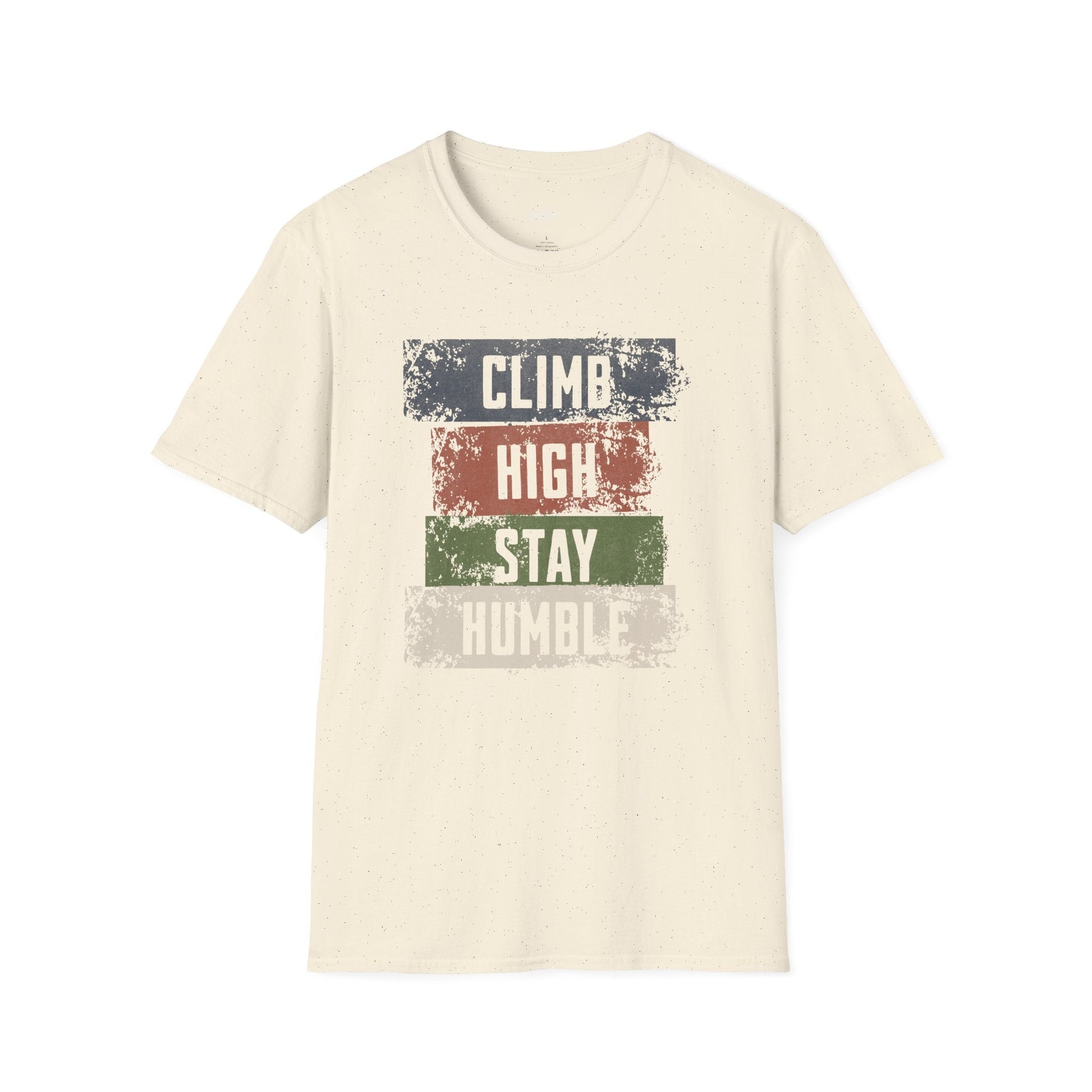 Printify T-Shirt Natural / S Hiking T-Shirt - Climb High, Stay Humble Inspirational Shirt