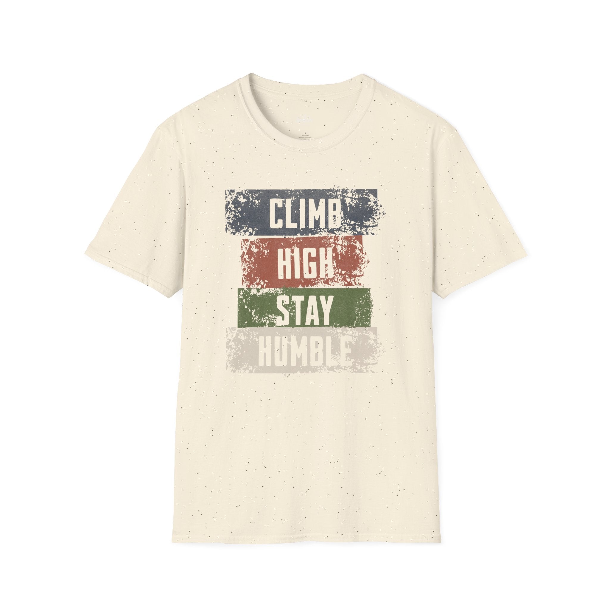 Printify T-Shirt Natural / S Hiking T-Shirt - Climb High, Stay Humble Inspirational Shirt