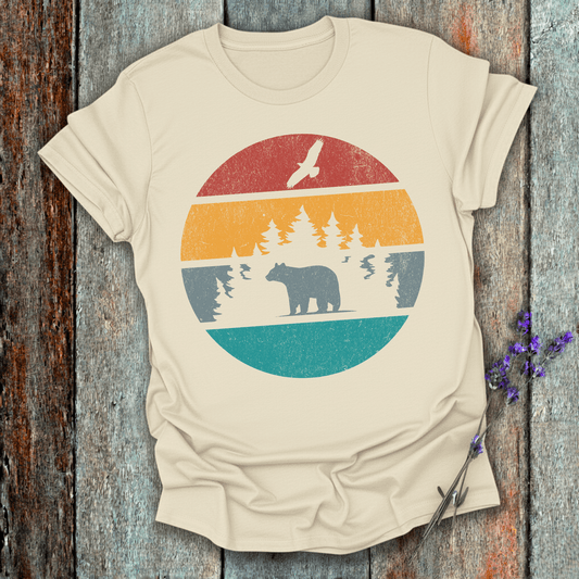 Printify T-Shirt Natural / S Retro Sunset California Bear