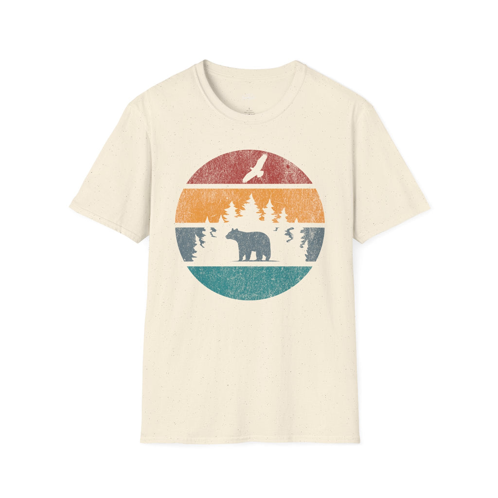 Printify T-Shirt Natural / S Retro Sunset California Bear