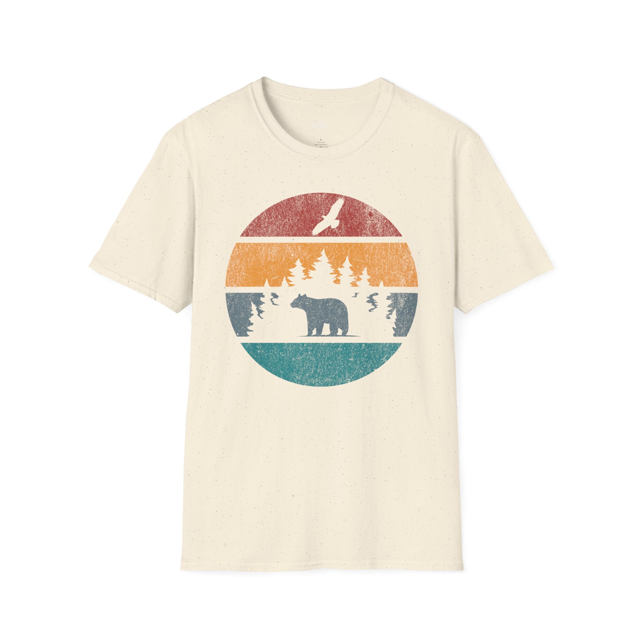 Printify T-Shirt Natural / S Retro Sunset California Bear
