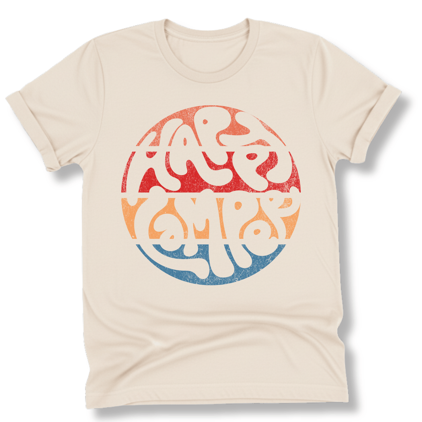Printify T-Shirt Natural / S Retro Sunset Happy Camper