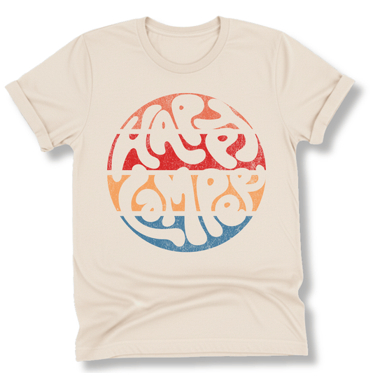 Printify T-Shirt Natural / S Retro Sunset Happy Camper