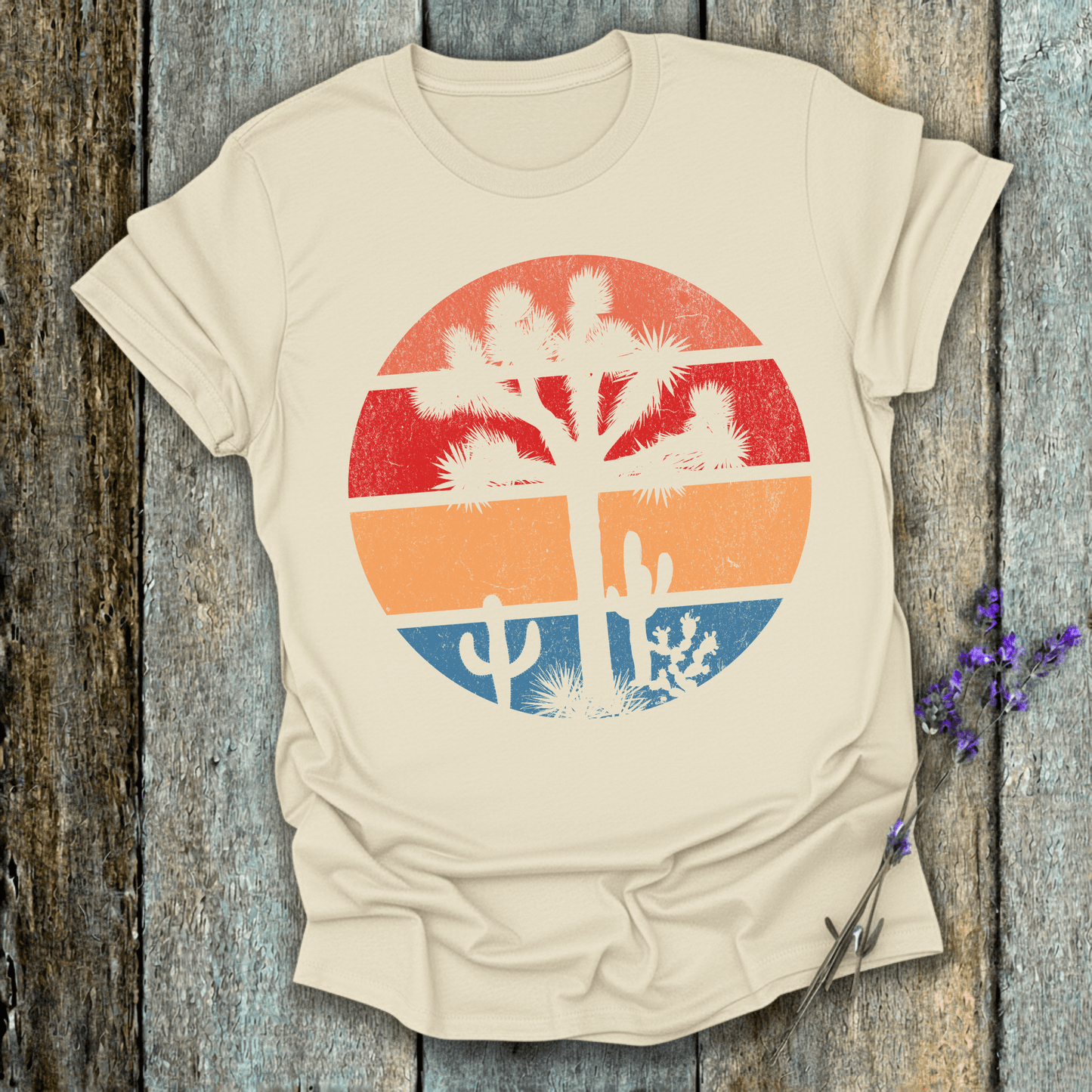 Printify T-Shirt Natural / S Retro Sunset Joshua Tree