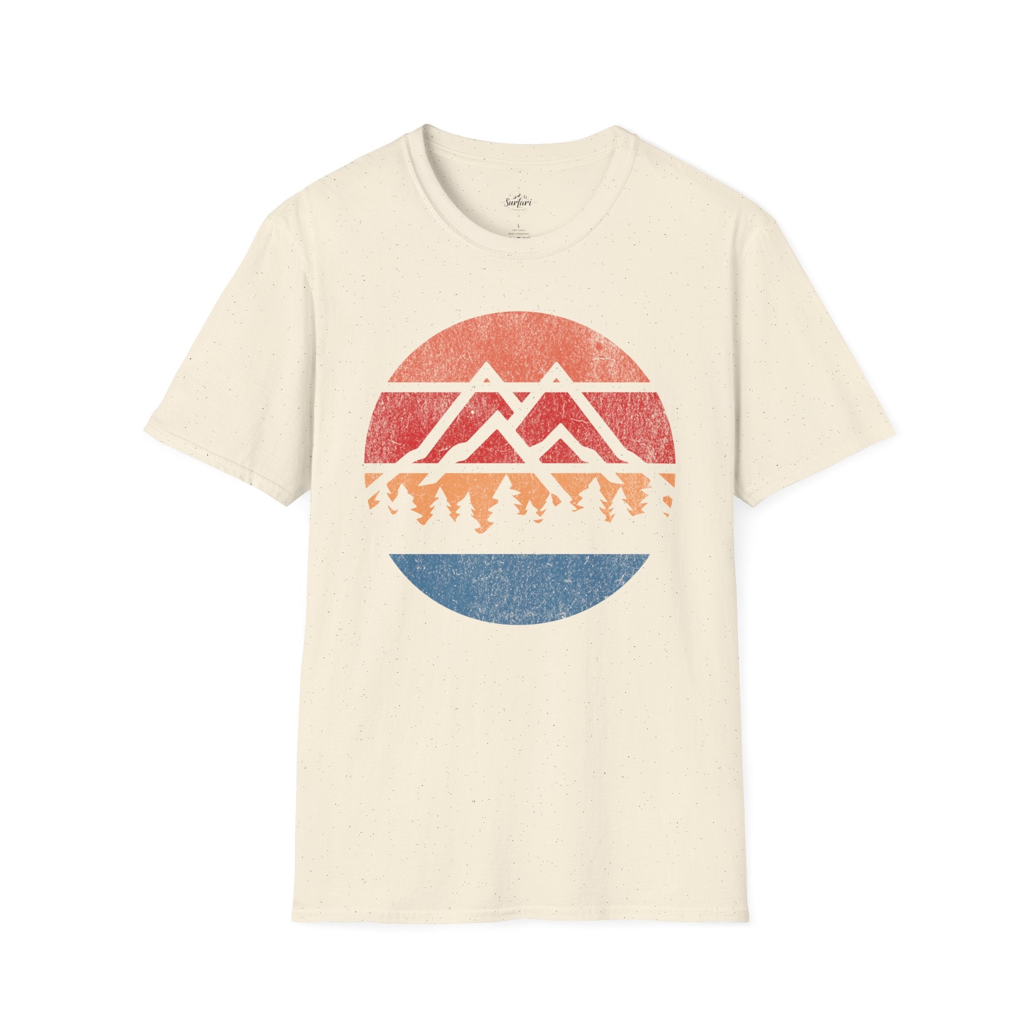 Printify T-Shirt Natural / S Retro Sunset Mountains and Trees