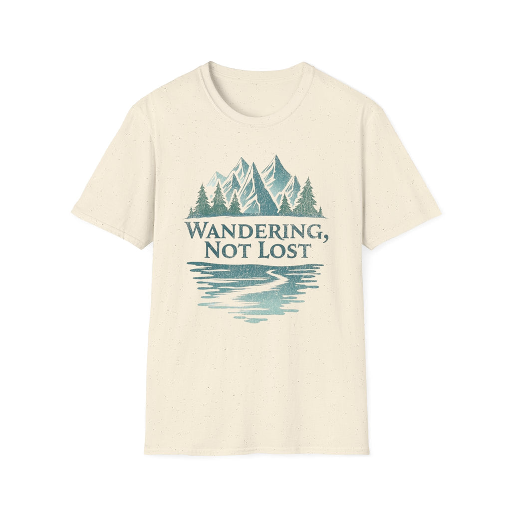 Printify T-Shirt Natural / S Wandering Not Lost T-Shirt, Nature Lover Tee, Adventure Graphic Shirt, Gift for Hikers, Trendy Outdoor Apparel, Camping, Mountain lover