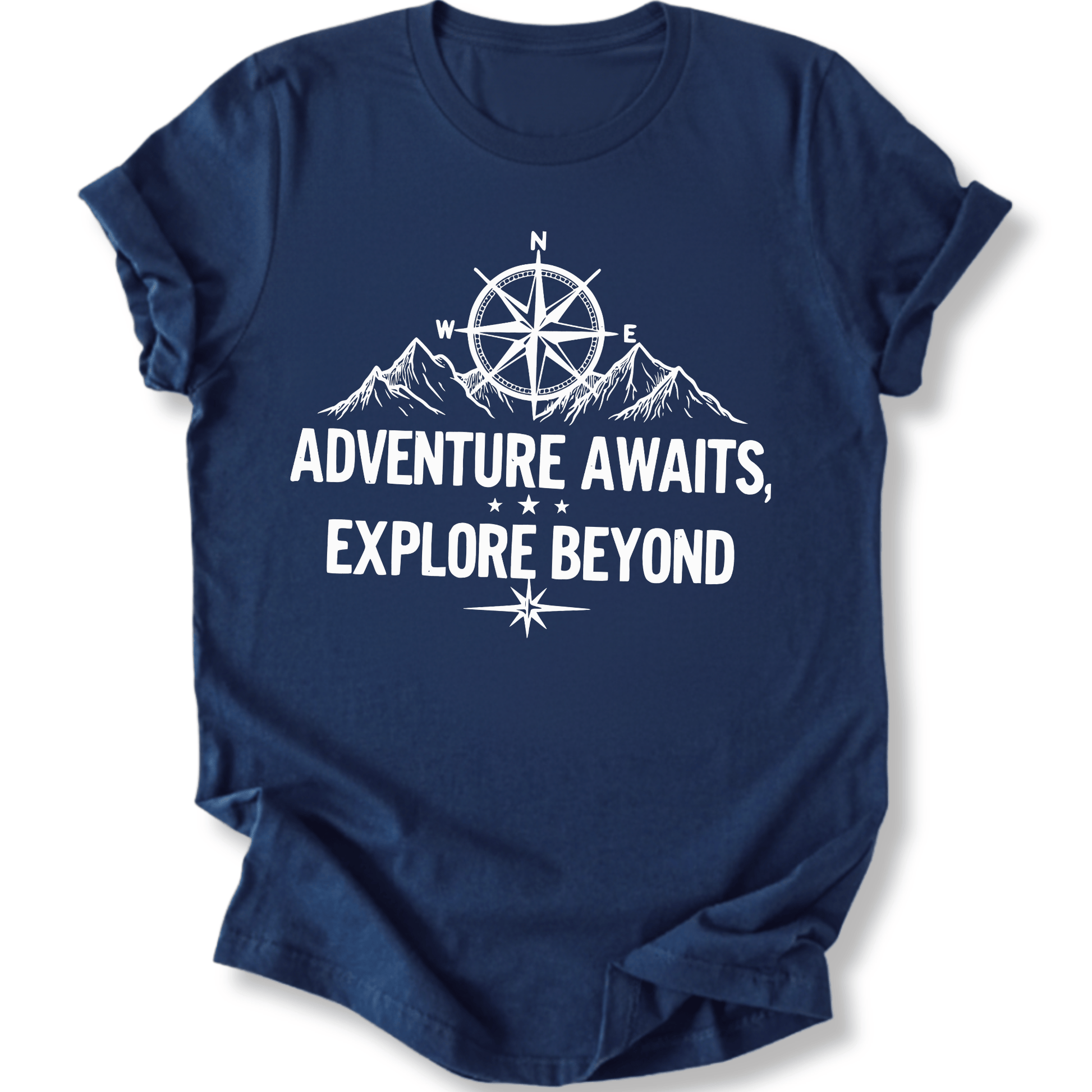 Printify T-Shirt Navy / S Adventure Awaits Explore Beyond