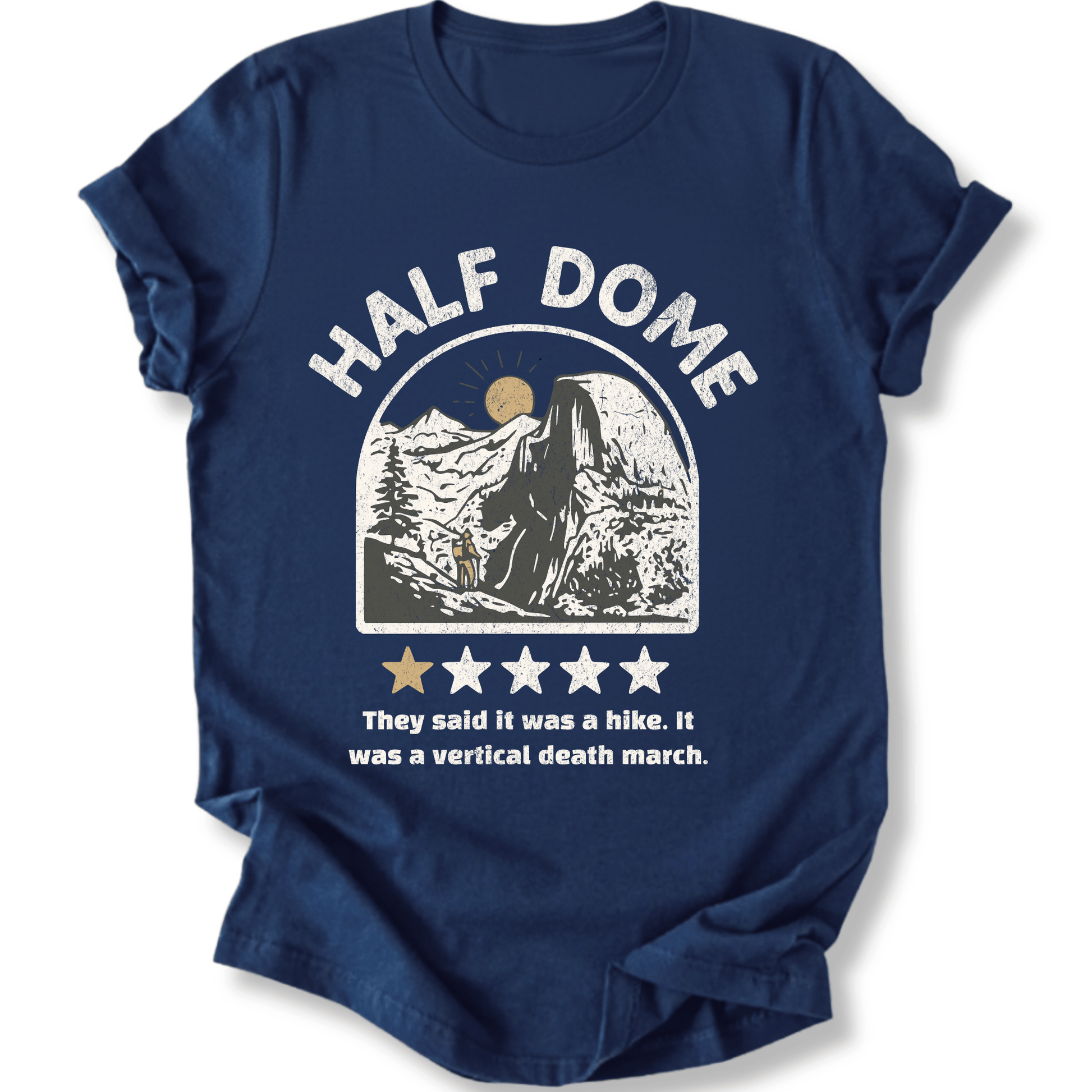 Printify T-Shirt Navy / S Half Dome One Star Review T-Shirt