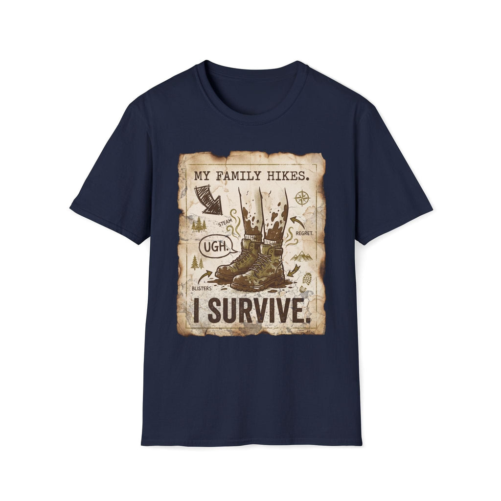 Printify T-Shirt Navy / S Hikes i Survive