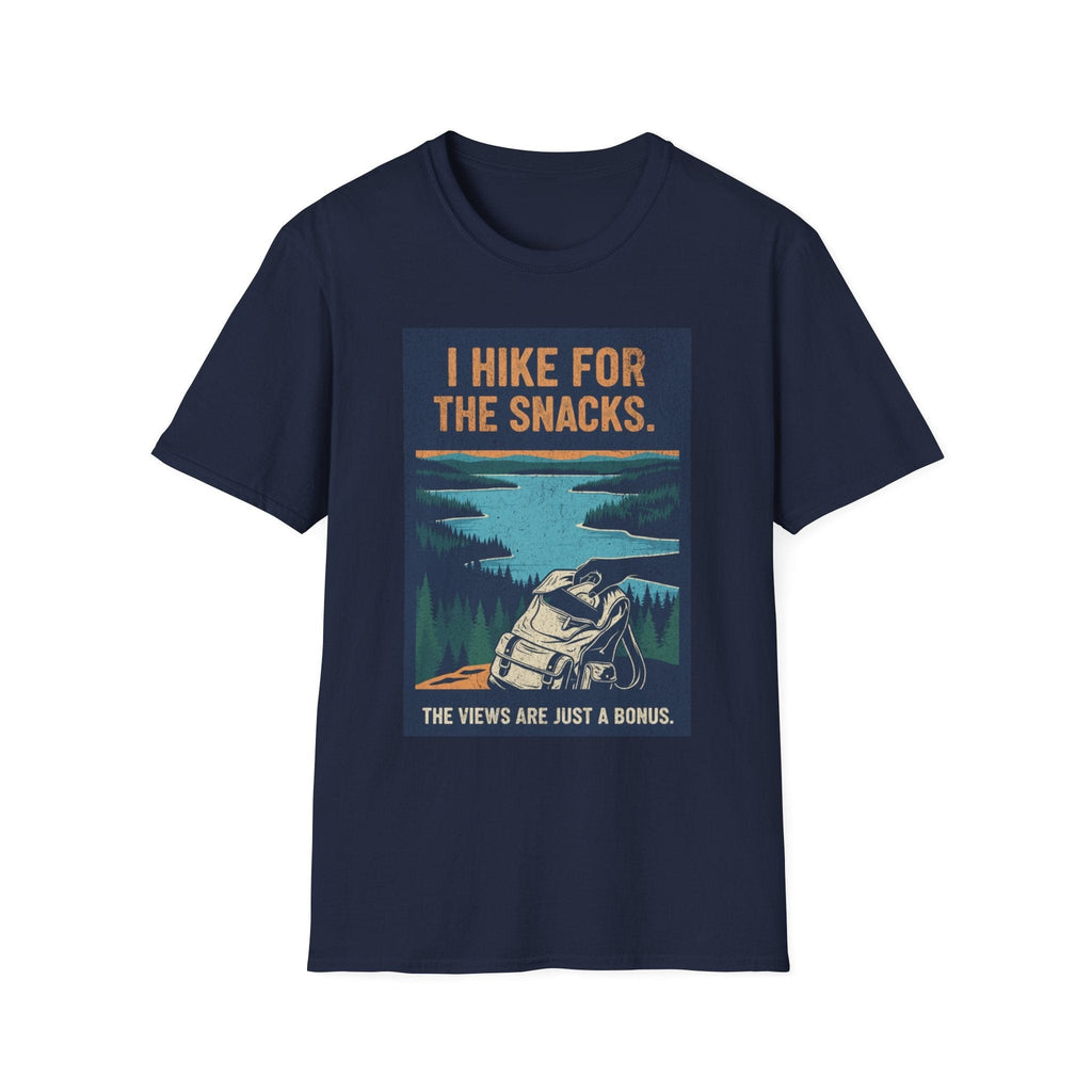 Printify T-Shirt Navy / S Hiking for Snacks