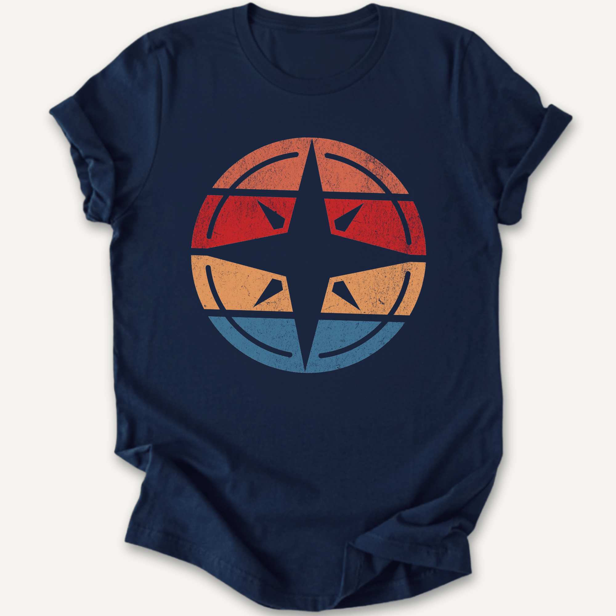 Printify T-Shirt Navy / S Retro Sunset Compass