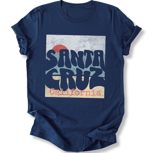 Printify T-Shirt Navy / S Santa Cruz Sunset