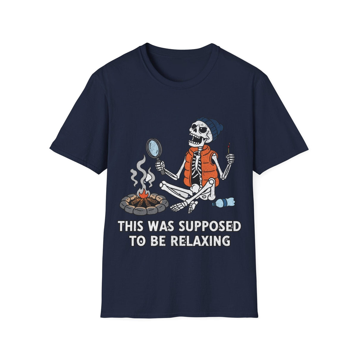 Printify T-Shirt Navy / S Skeleton Relaxing