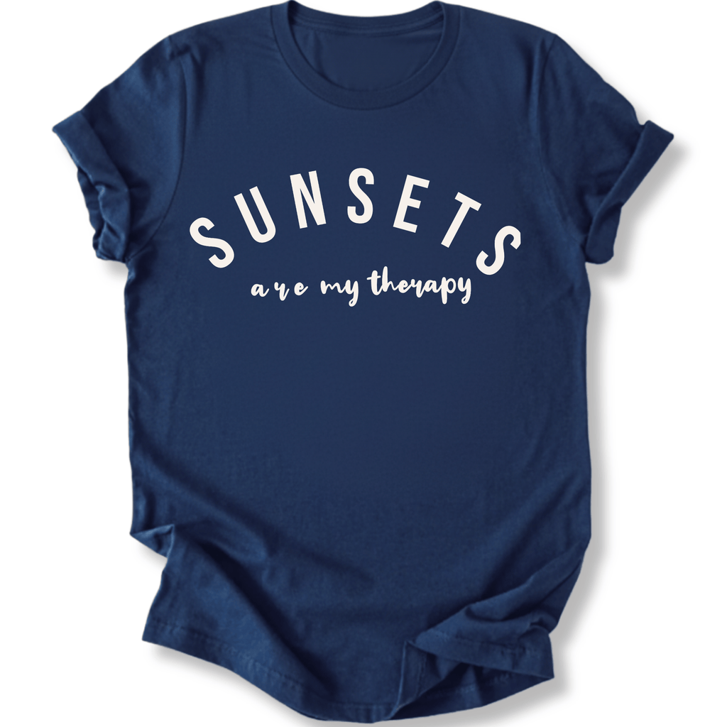 Printify T-Shirt Navy / S Sunsets are my Therapy