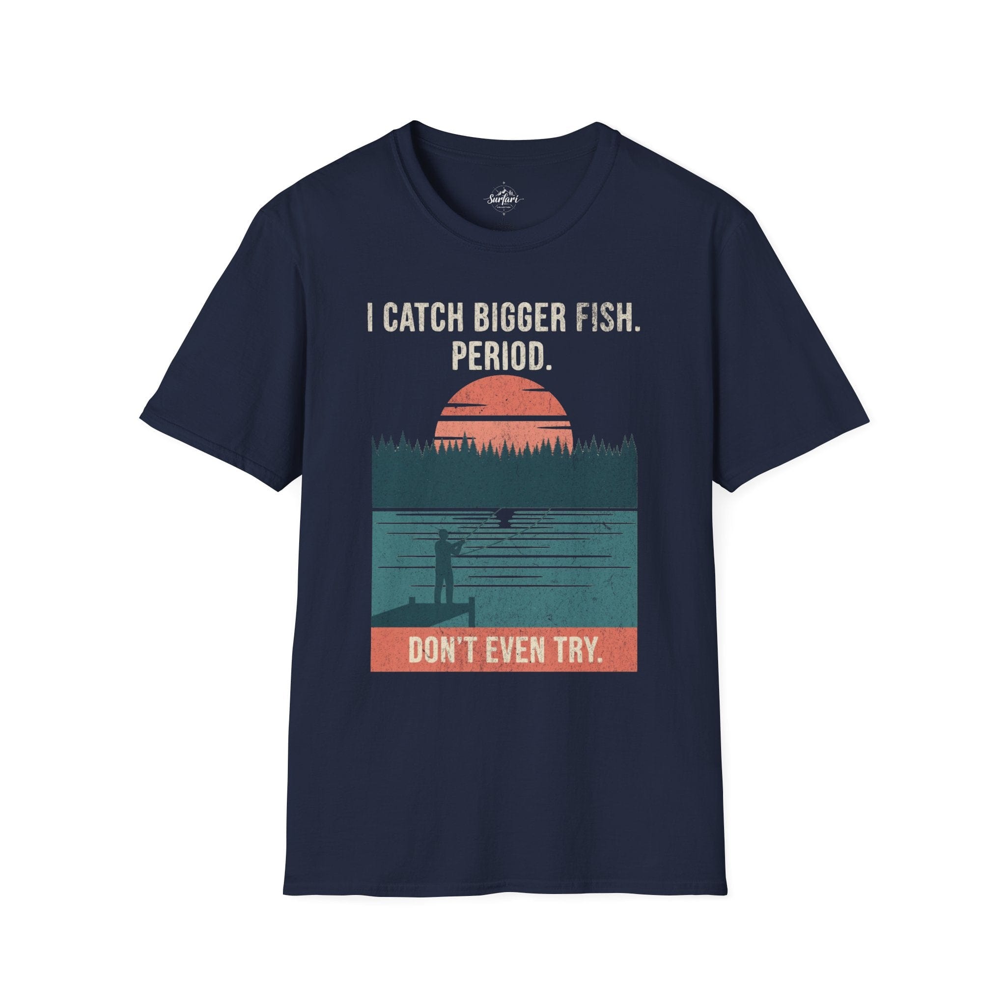 Printify T-Shirt Navy / S Trump Hikes - Catching Bigger Fish Than You