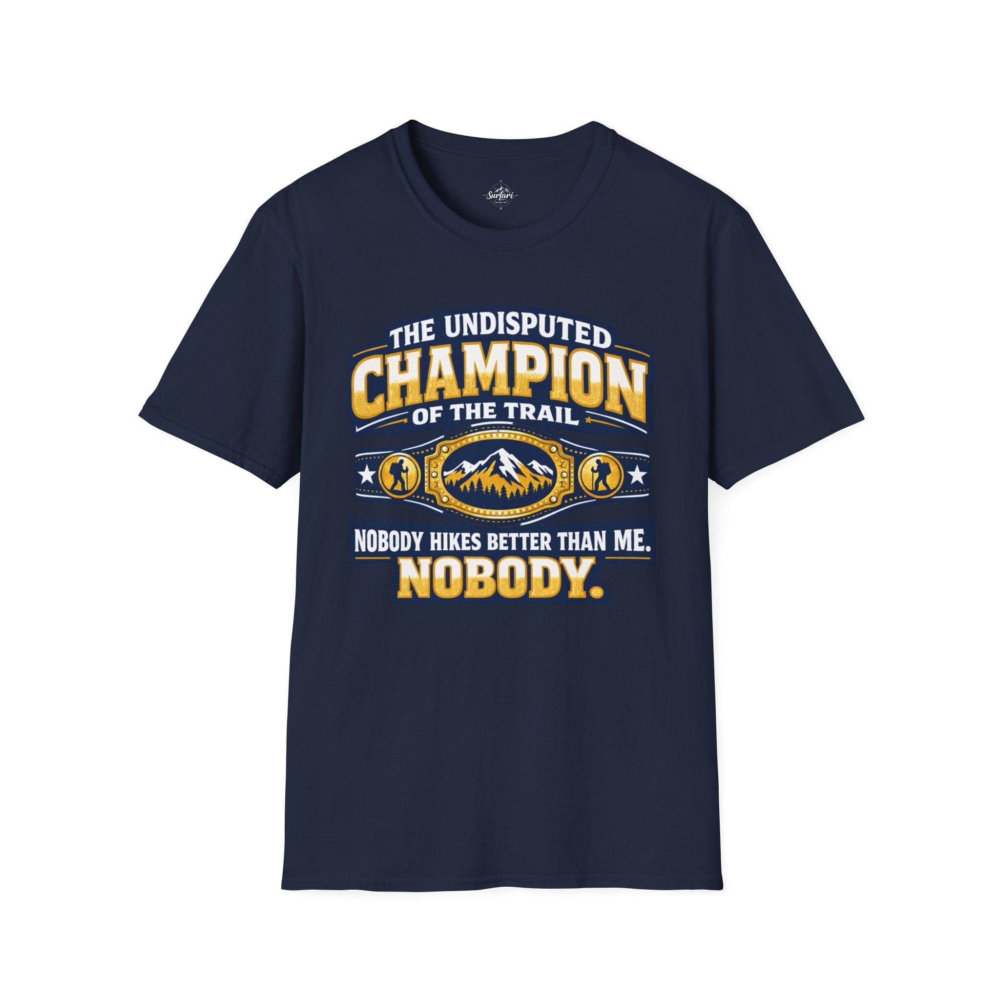 Printify T-Shirt Navy / S Trump Hikes - Hiking Champion
