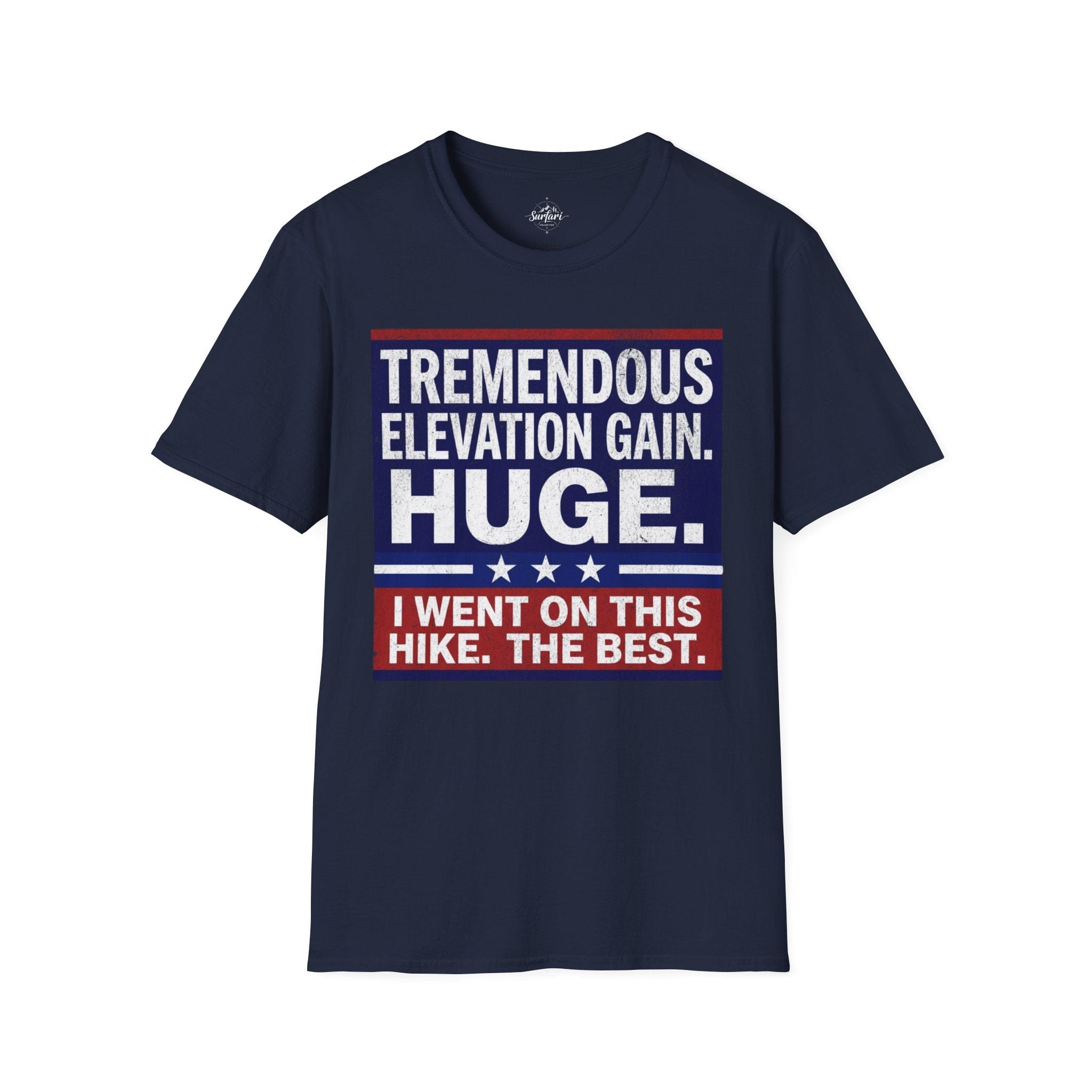 Printify T-Shirt Navy / S Trump Hikes - Tremendous Elevation