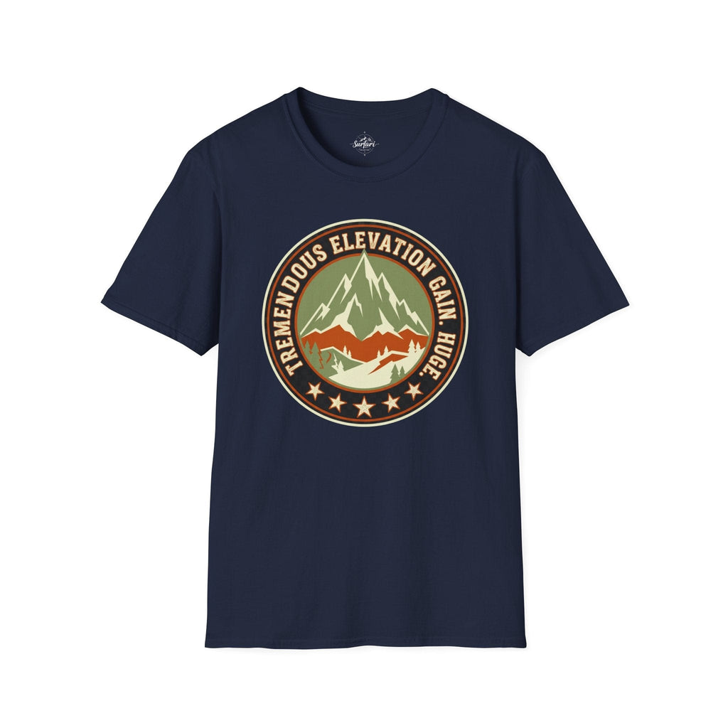 Printify T-Shirt Navy / S Trump Hikes - Tremendous Elevation Gain - HUGE!