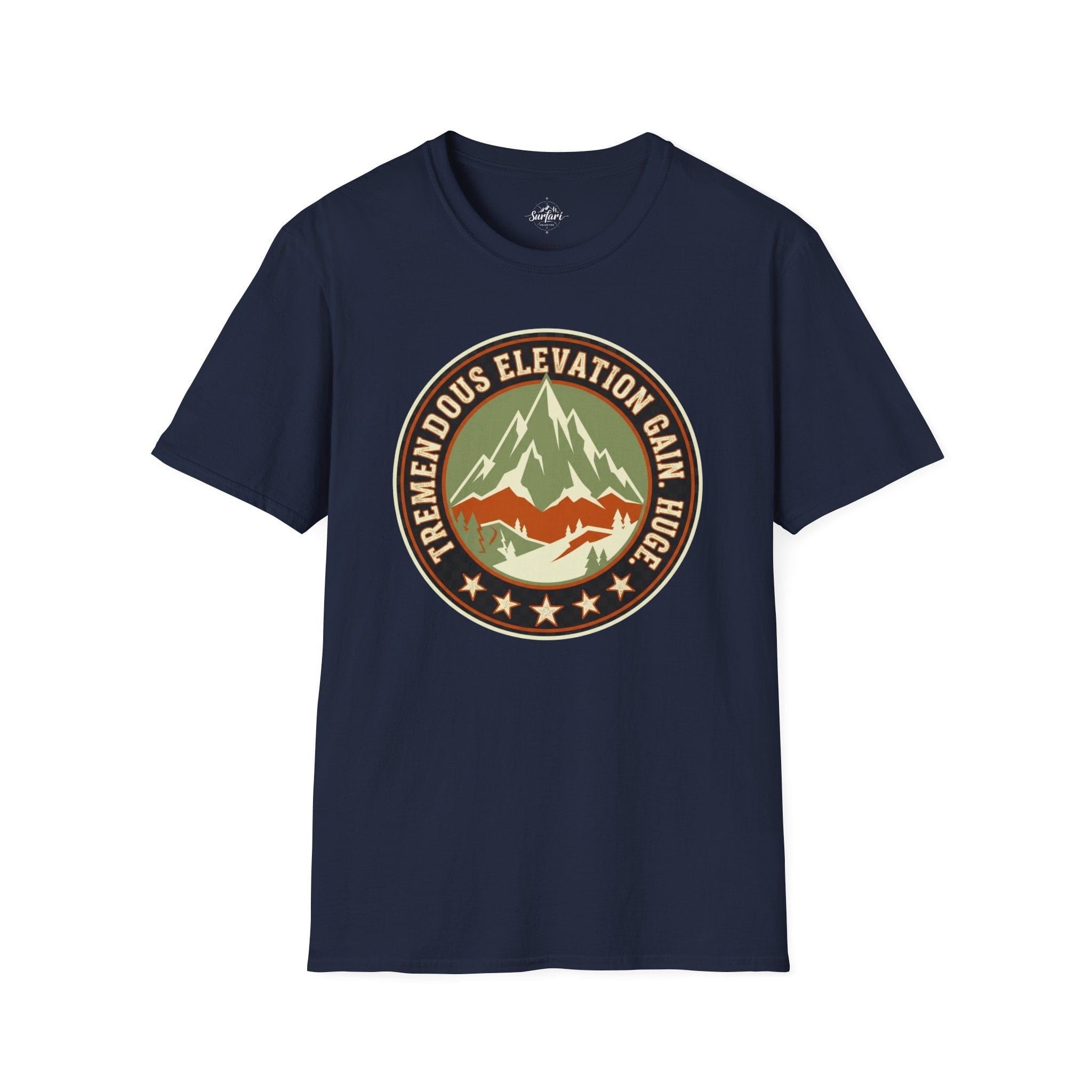Printify T-Shirt Navy / S Trump Hikes - Tremendous Elevation Gain - HUGE!