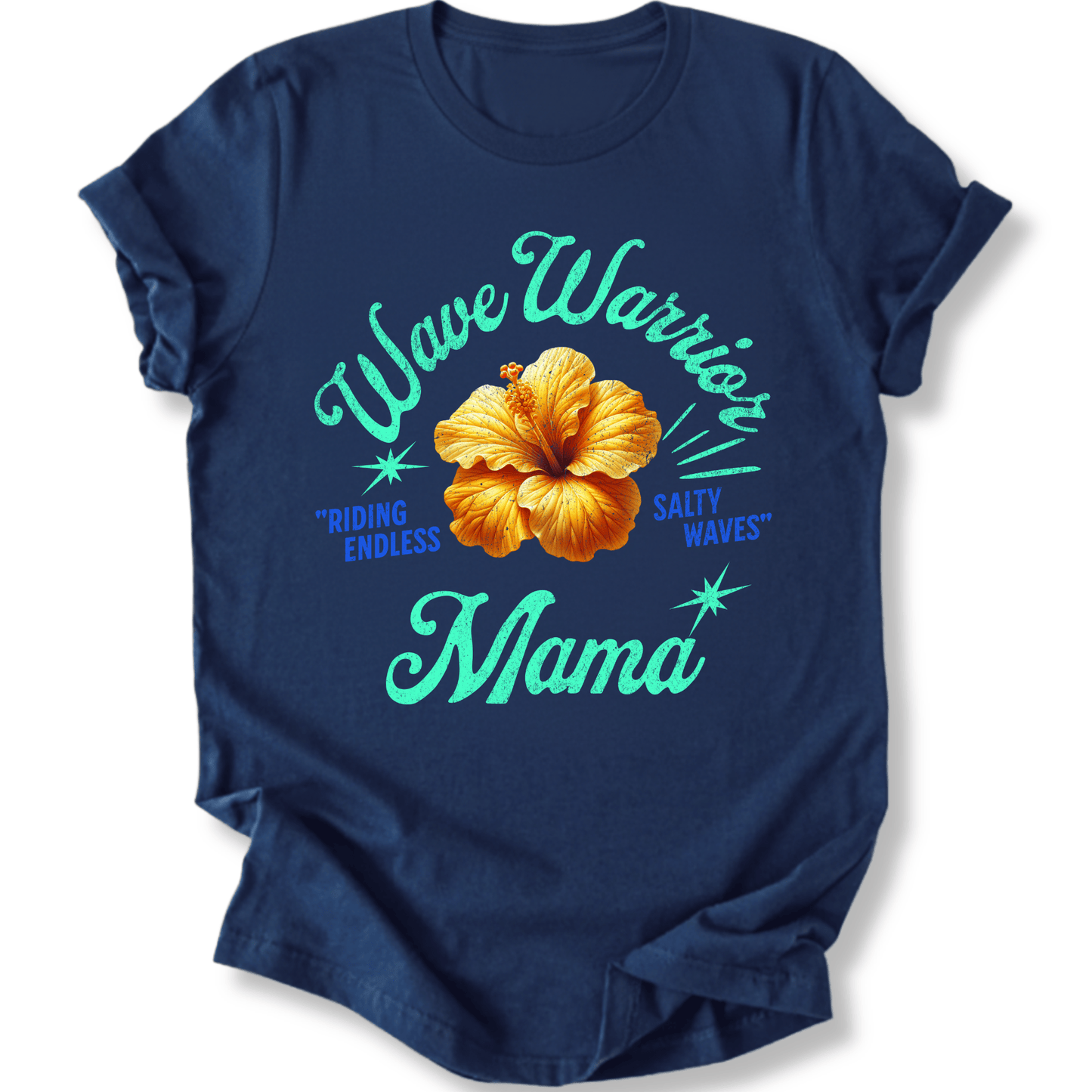 Printify T-Shirt Navy / S Wave Warrior Mama