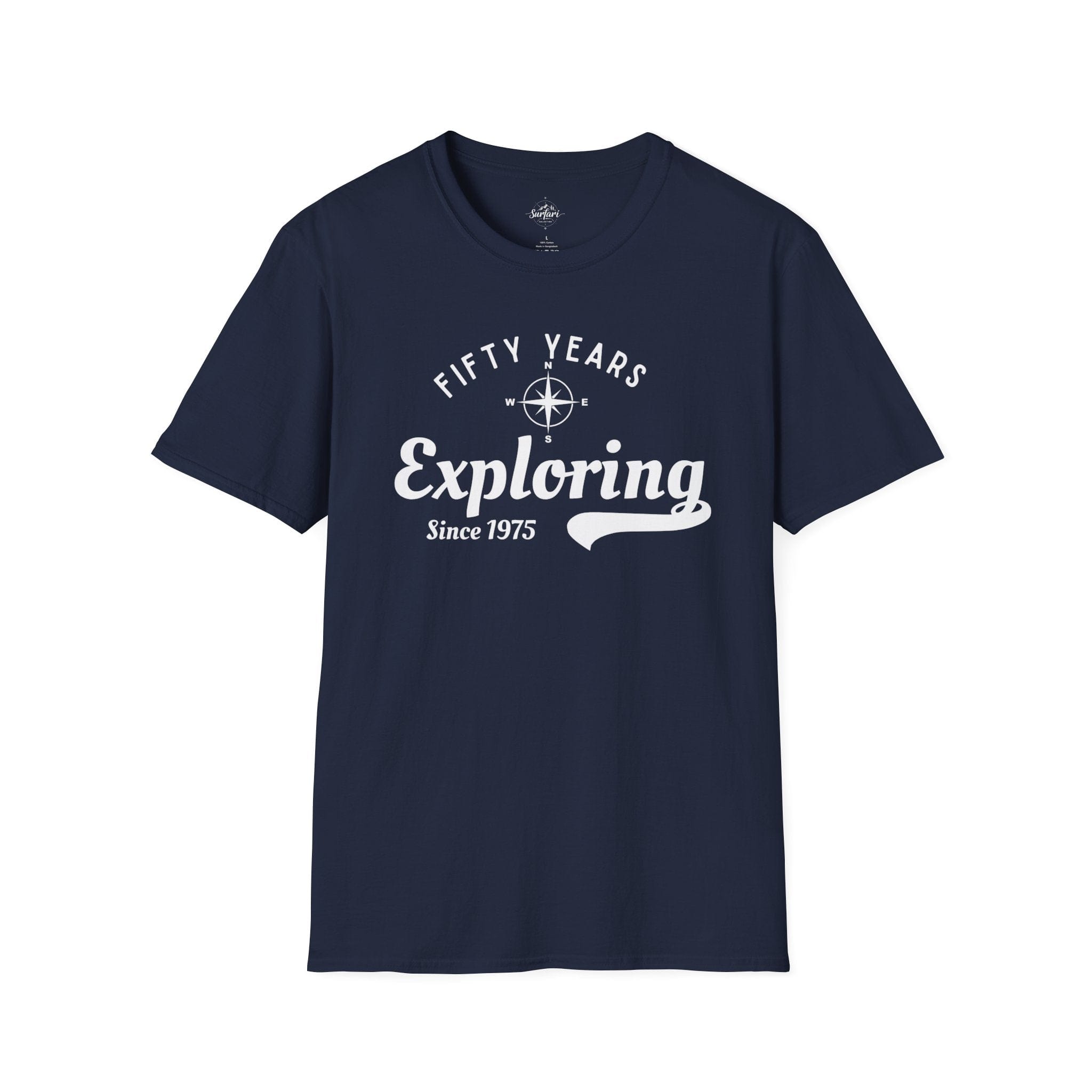 Printify T-Shirt Navy / XS 50 Years Exploring Since 1975