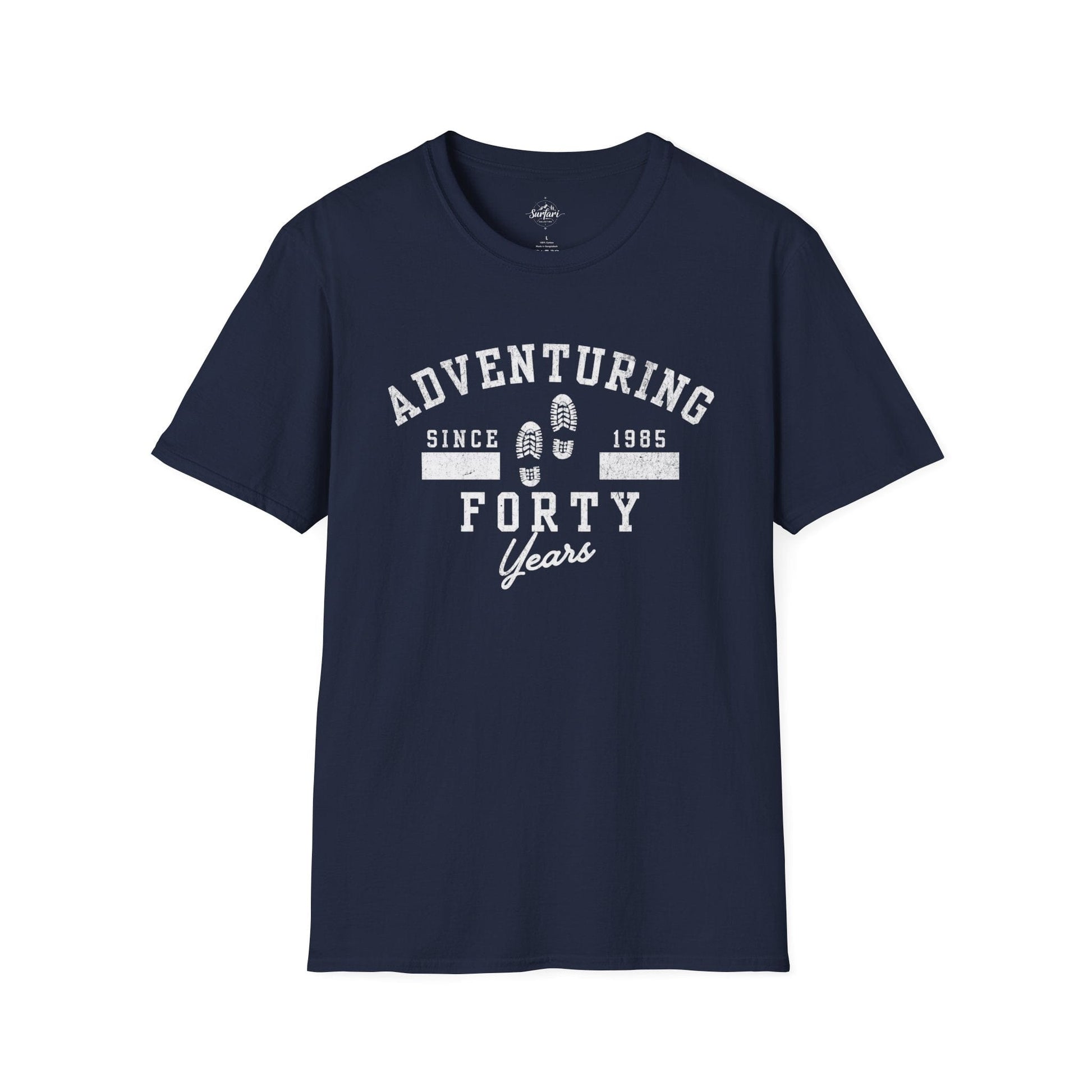 Printify T-Shirt Navy / XS Adventuring Since 1985