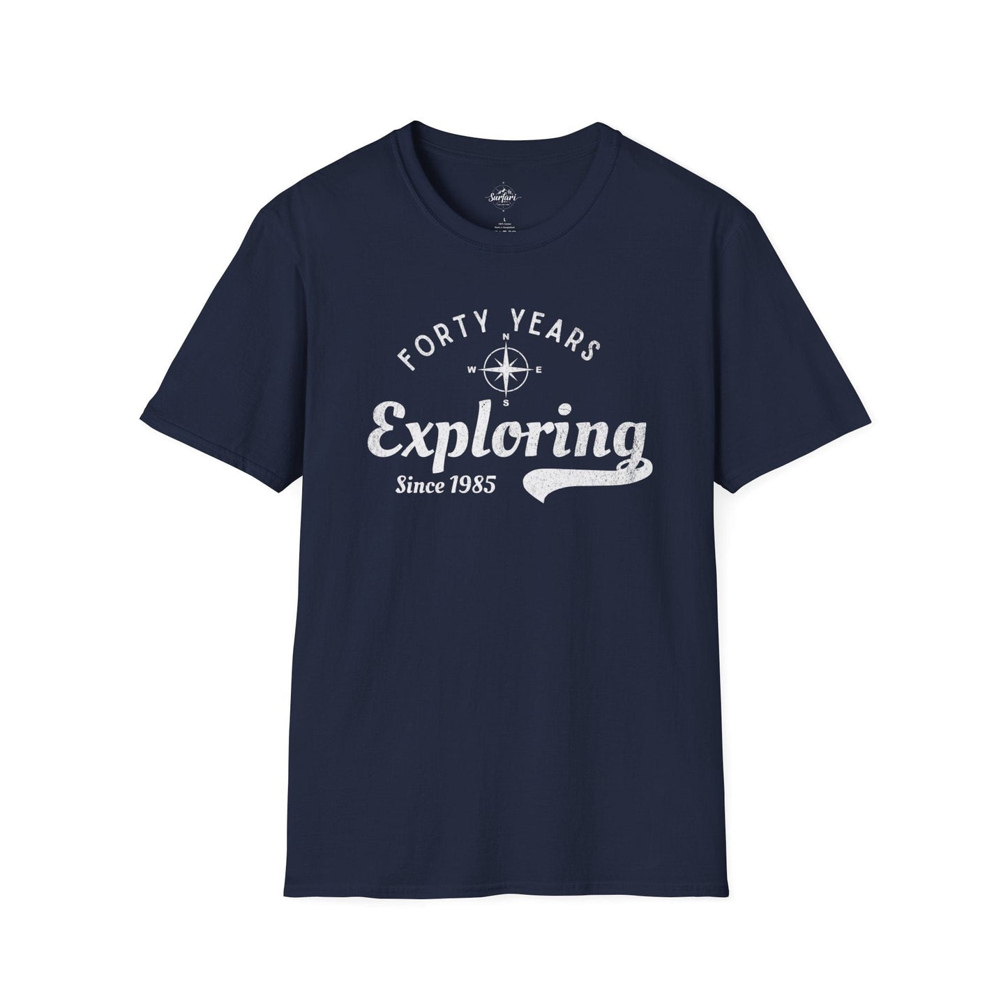 Printify T-Shirt Navy / XS Exploring Since 1985