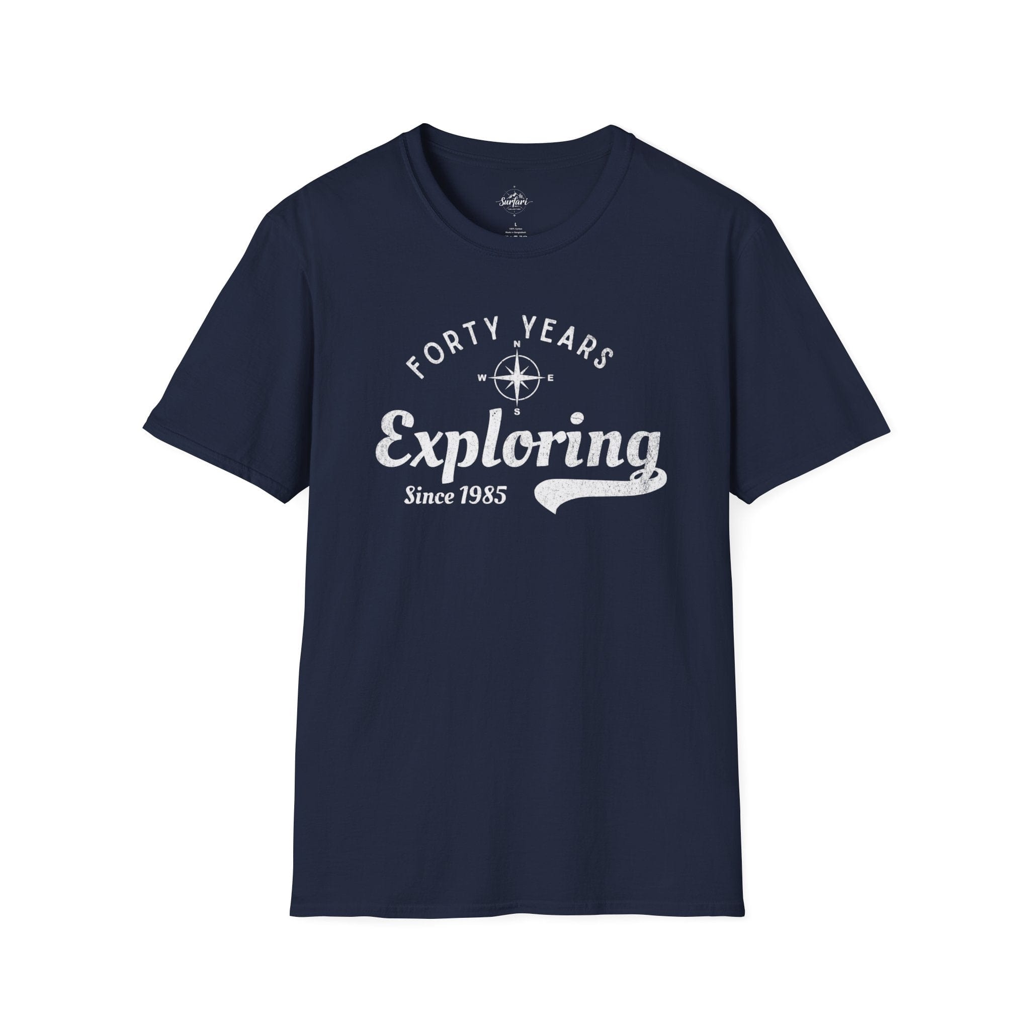 Printify T-Shirt Navy / XS Exploring Since 1985
