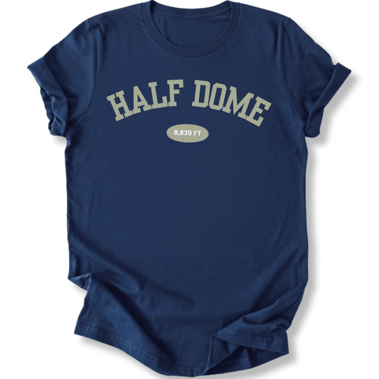 Printify T-Shirt Navy / XS Half Dome 8,839 FT Varsity