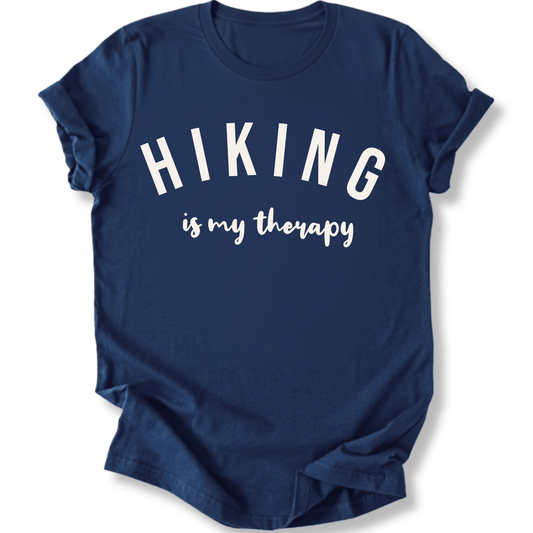 Printify T-Shirt Navy / XS Hiking is my therapy