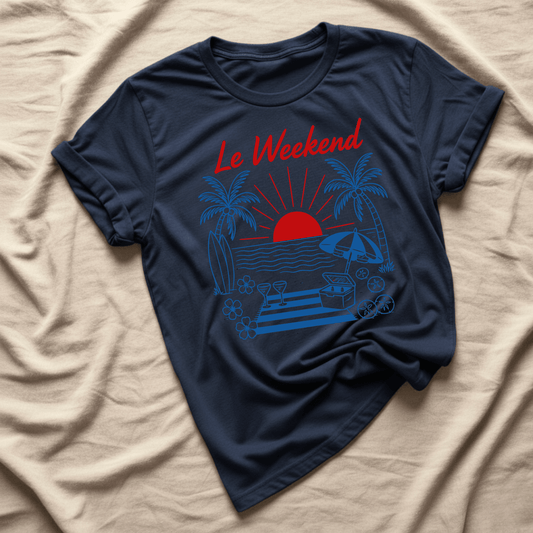 Printify T-Shirt Navy / XS Le Weekend Beach