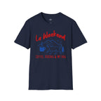 Printify T-Shirt Navy / XS Le Weekend Coffee, Hiking & My Dog