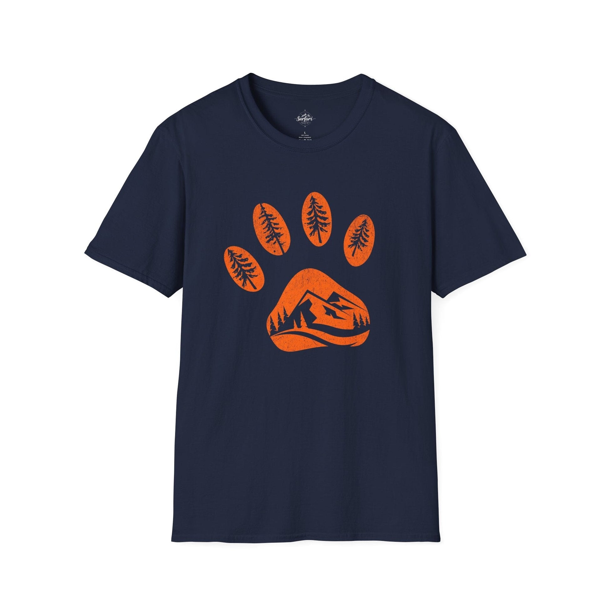 Printify T-Shirt Navy / XS Mountain Dog paw print