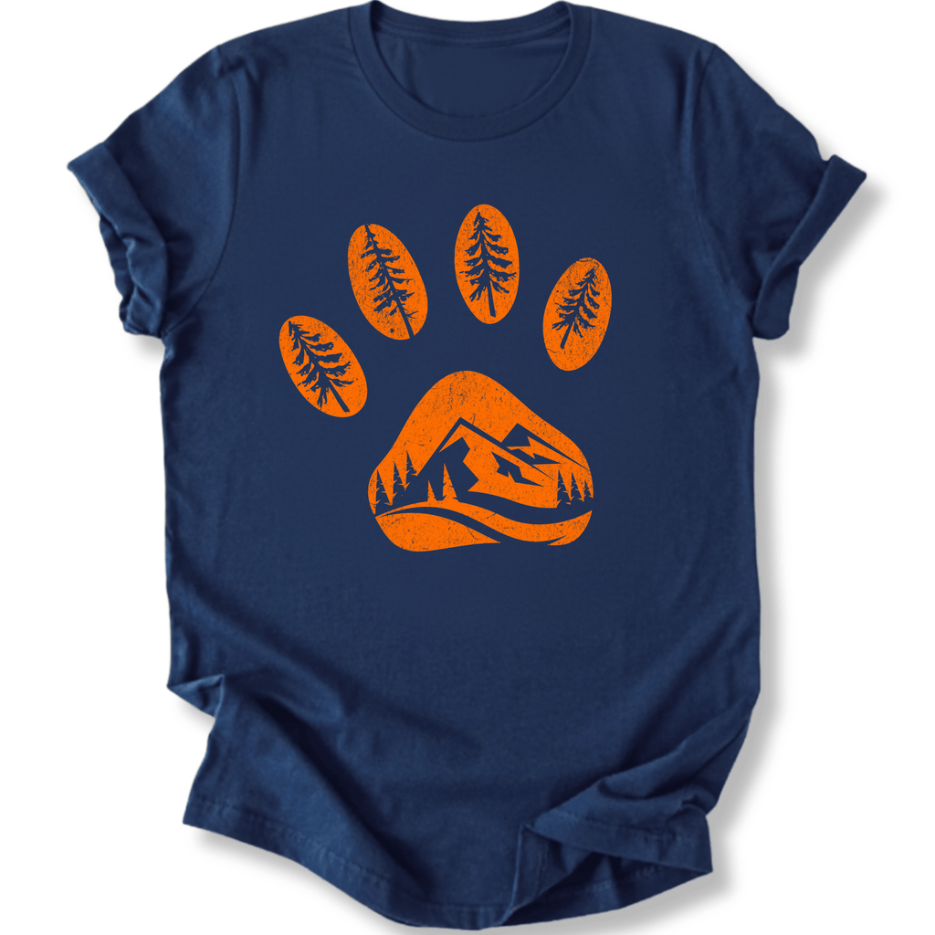 Printify T-Shirt Navy / XS Mountain Dog paw print
