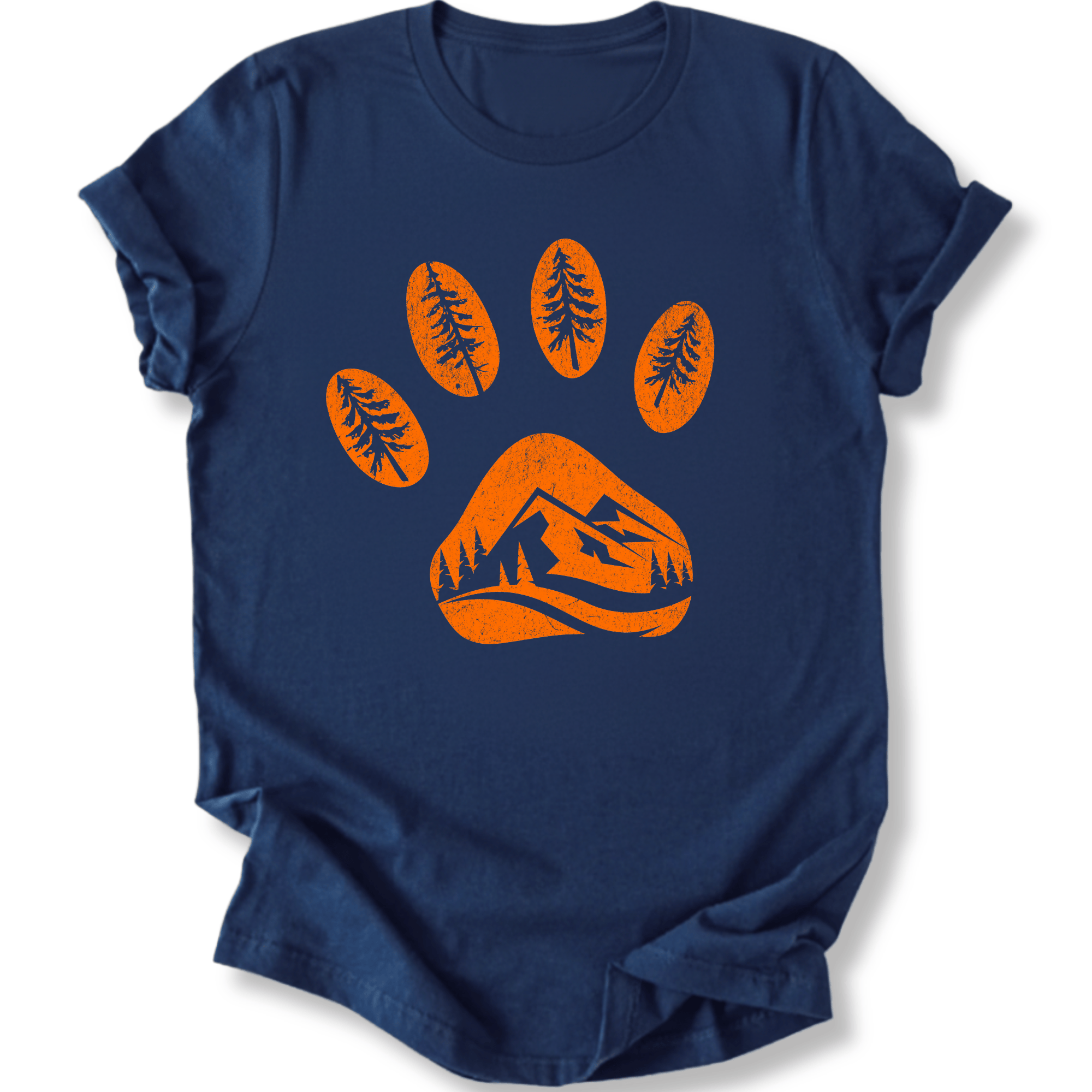 Printify T-Shirt Navy / XS Mountain Dog paw print