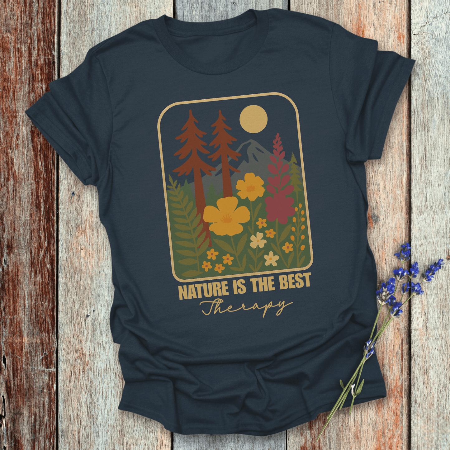 Printify T-Shirt Navy / XS Nature is my therapy