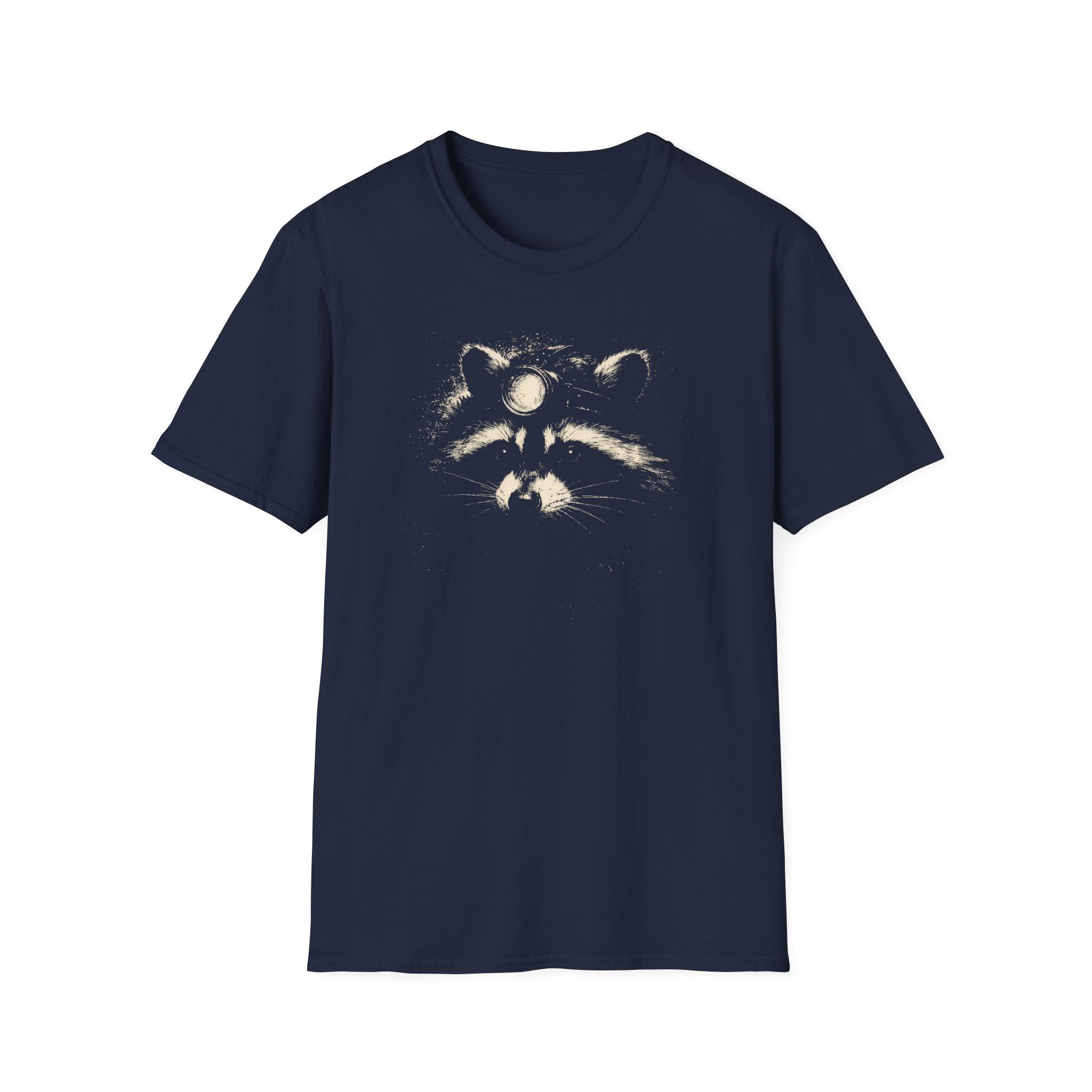 Printify T-Shirt Navy / XS Night Hike Raccoon