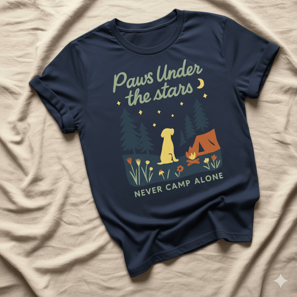 Printify T-Shirt Navy / XS Paws Under the Stars