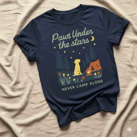 Printify T-Shirt Navy / XS Paws Under the Stars