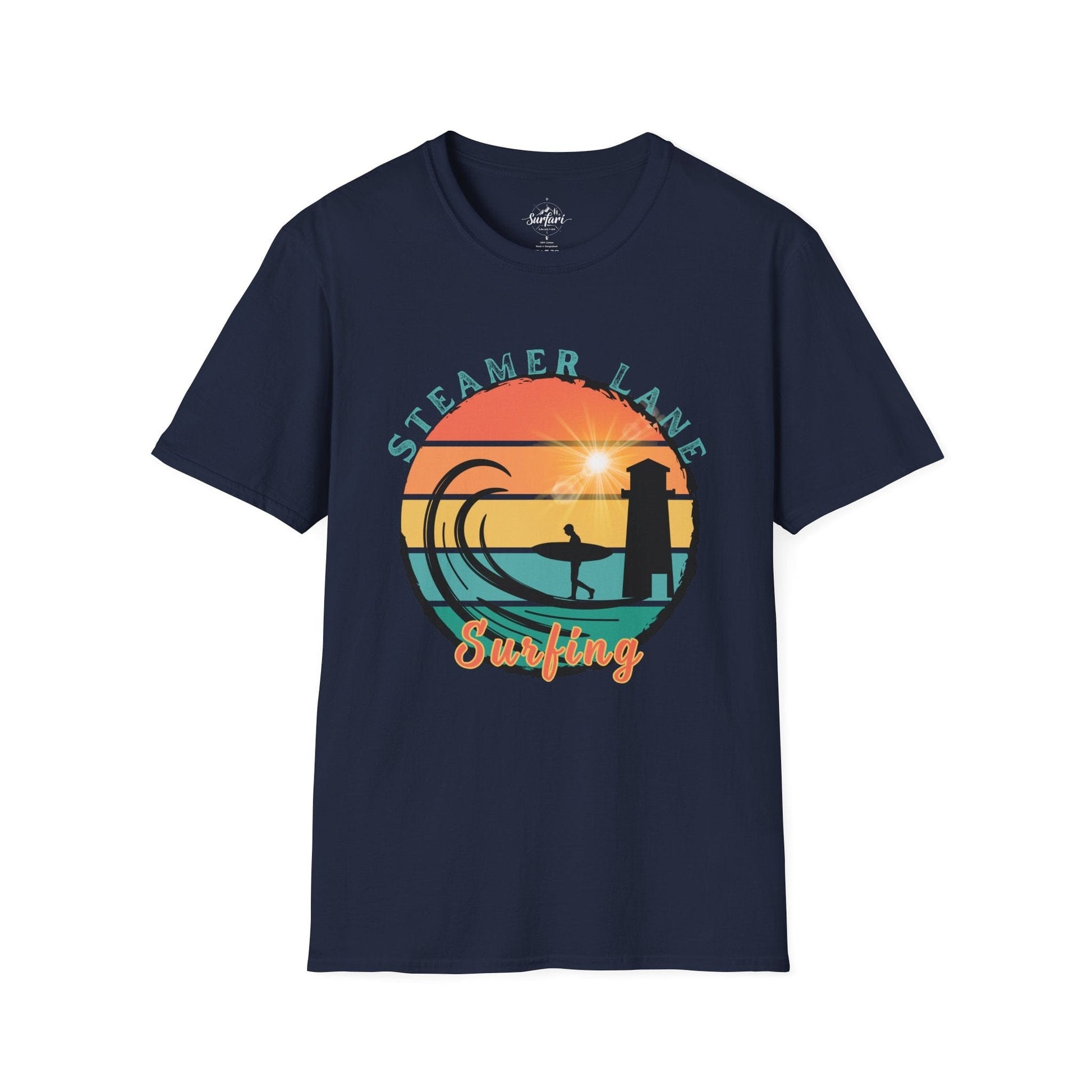 Printify T-Shirt Navy / XS Pleasure Point Surfing T-Shirt